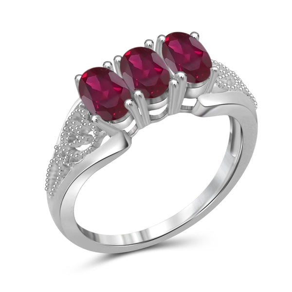 JewelonFire 1.40 Carat T.G.W. Ruby Sterling Silver Ring - Assorted Colors