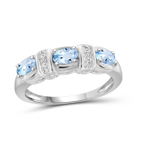 JewelonFire 3/4 Carat T.G.W. Sky Blue Topaz And White Diamond Accent Sterling Silver Ring - Assorted Colors