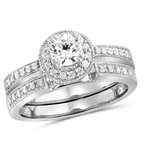 White Cubic Zirconia (AAA) Sterling Silver Engagement Ring