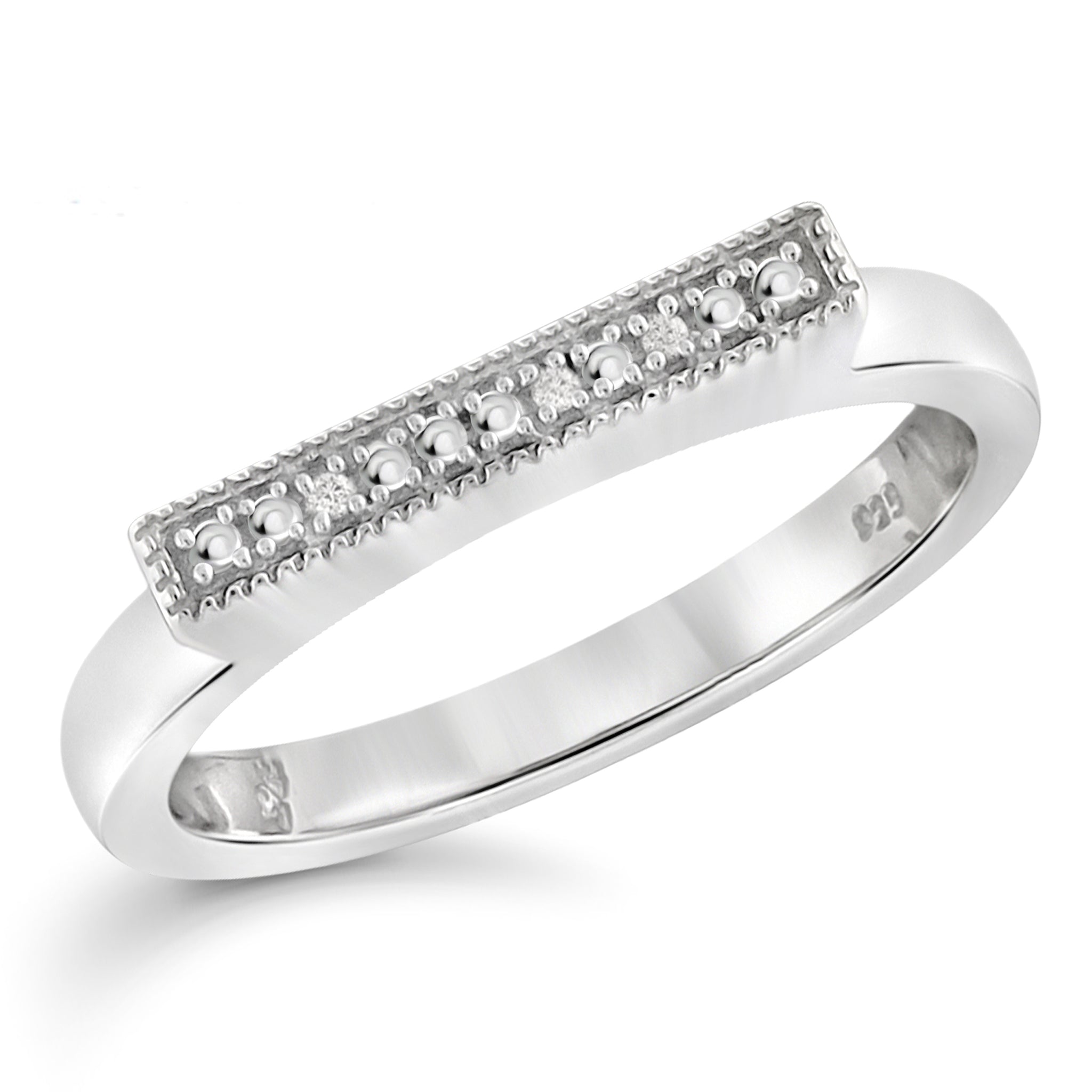 JewelonFire Accent Diamond Sterling Silver Lustre Band