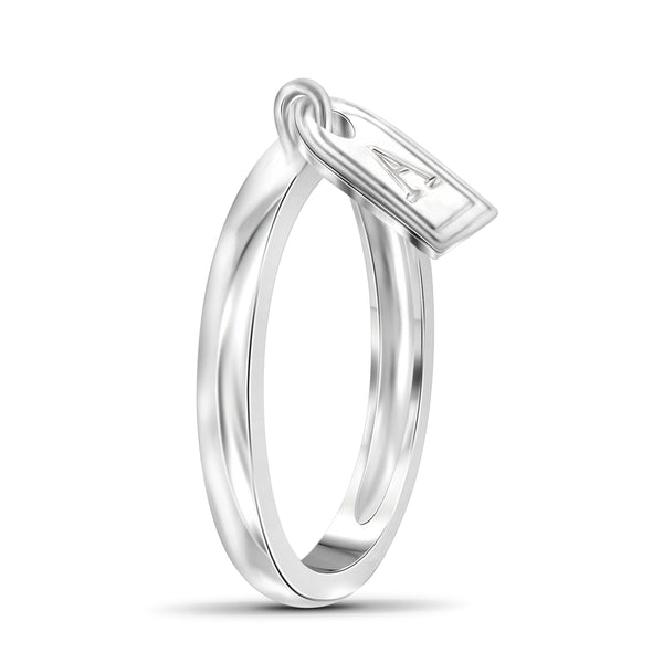 JewelonFire " A TO Z " Initial Sterling Silver Charm Ring