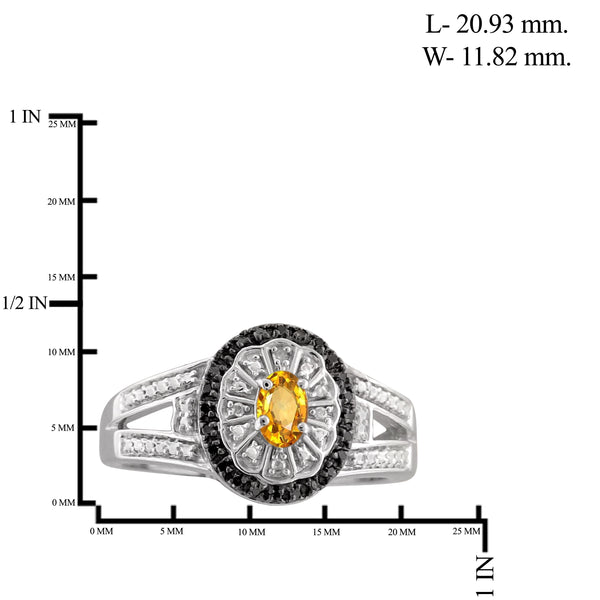 JewelonFire 1/2 Carat T.G.W. Citrine And Black & White Diamond Accent Sterling Silver Ring - Assorted Colors
