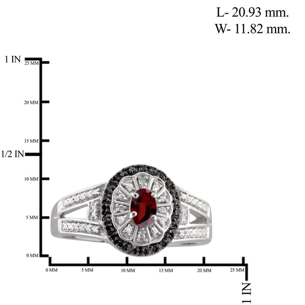 JewelonFire 1/2 Carat T.G.W. Garnet And Black & White Diamond Accent Sterling Silver Ring - Assorted Colors