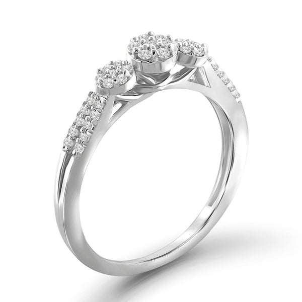 Jewelnova 1/4 Carat T.W. White Diamond 10K Gold Cluster Ring - Assorted Colors