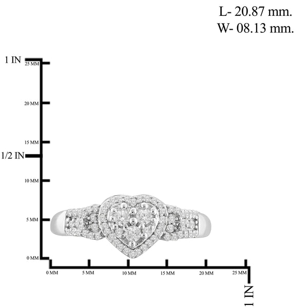 Jewelnova 1/4 Carat T.W. White Diamond 10K Gold Heart Ring - Assorted Colors
