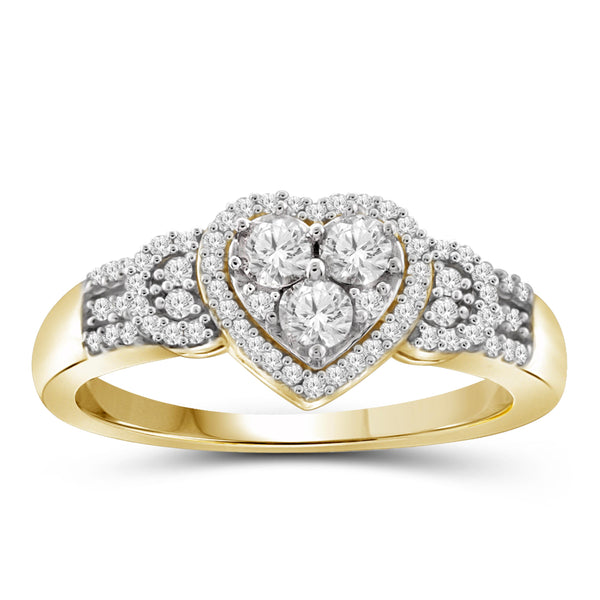 Jewelnova 1/4 Carat T.W. White Diamond 10K Gold Heart Ring - Assorted Colors