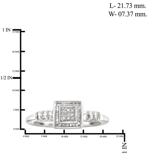 Jewelnova 1/4 Carat T.W. White Diamond 10K Gold Square Ring - Assorted Colors