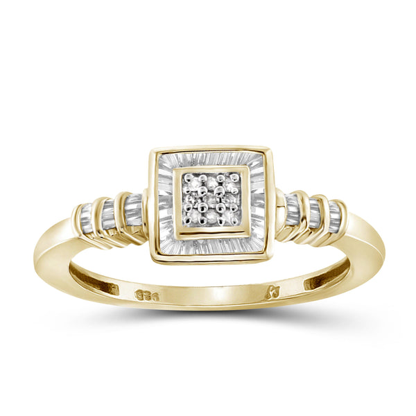 Jewelnova 1/4 Carat T.W. White Diamond 10K Gold Square Ring - Assorted Colors
