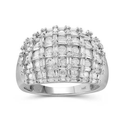 Jewelnova 2.00 Carat T.W. White Diamond 10K Gold Dome Ring - Assorted Colors
