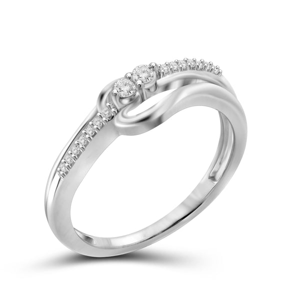 Jewelnova 1/10 Carat T.W. White Diamond 10K Gold Two Stone Ring - Assorted Colors