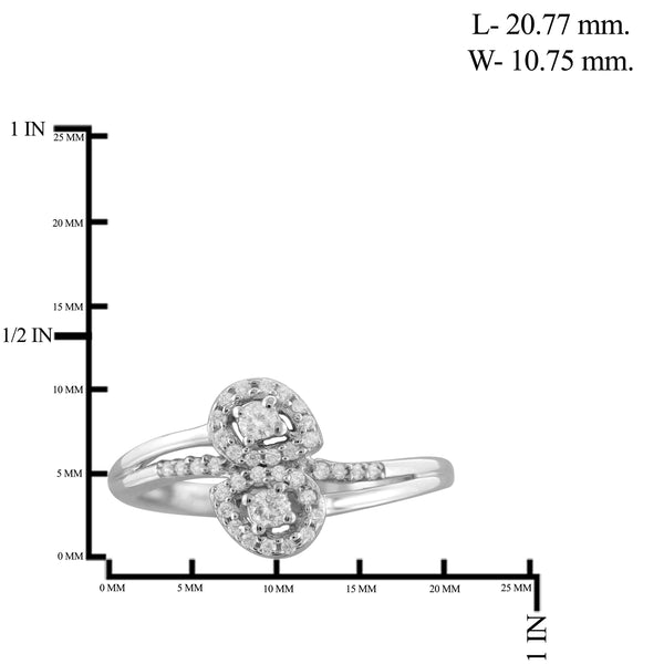 Jewelnova 1/7 Carat T.W. White Diamond 10K White Gold Two Stone Engagement Ring - Assorted Colors