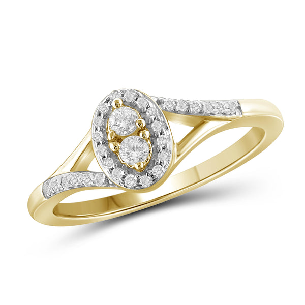 Jewelnova 1/5 Carat T.W. White Diamond 10K Gold Two Stone Ring - Assorted Colors