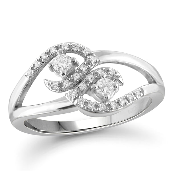 Jewelnova 1/5 Carat T.W. White Diamond 10K Gold Two Stone Ring - Assorted Colors