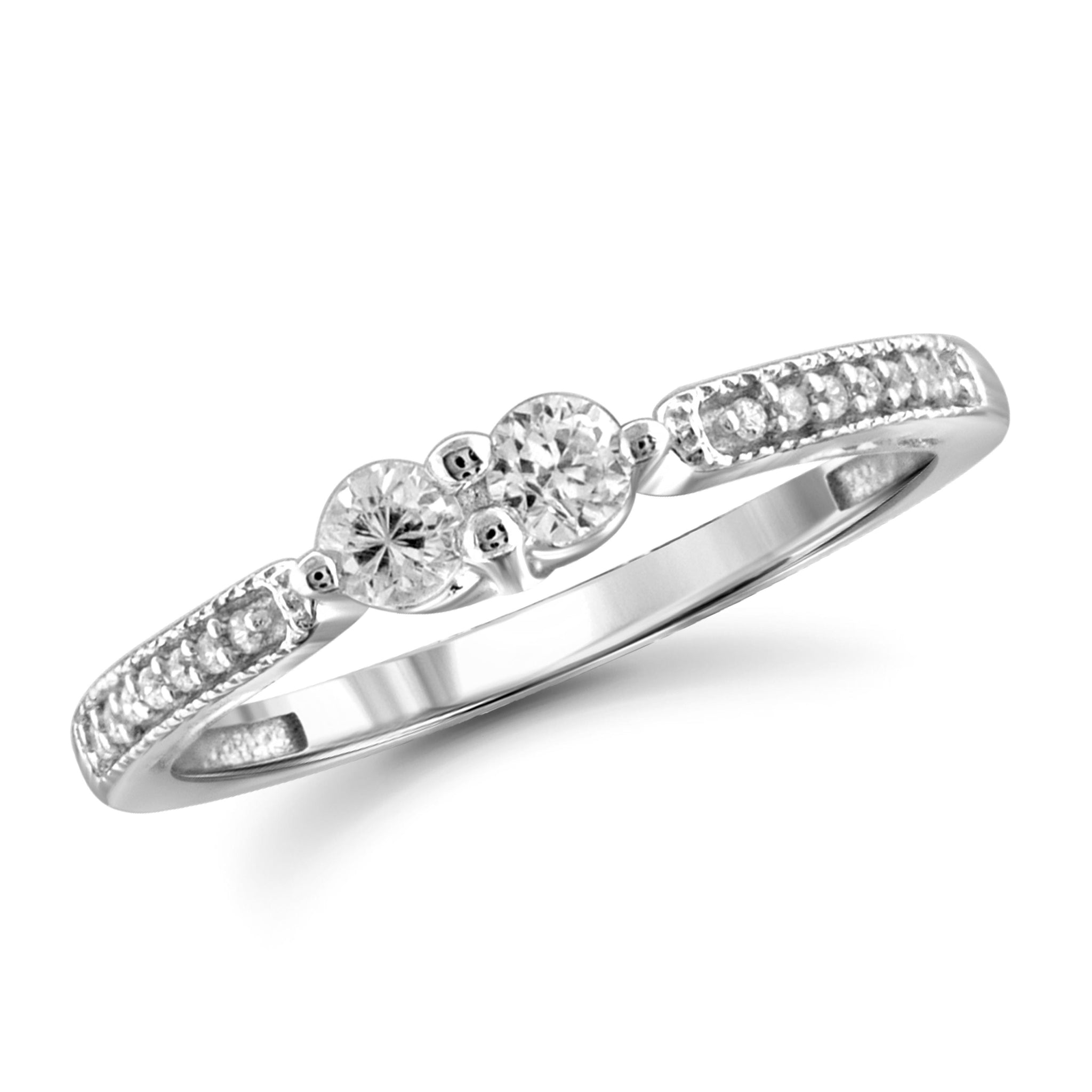 Jewelnova 1/4 Carat T.W. White Diamond 10K White Gold Promise Ring - Assorted Colors