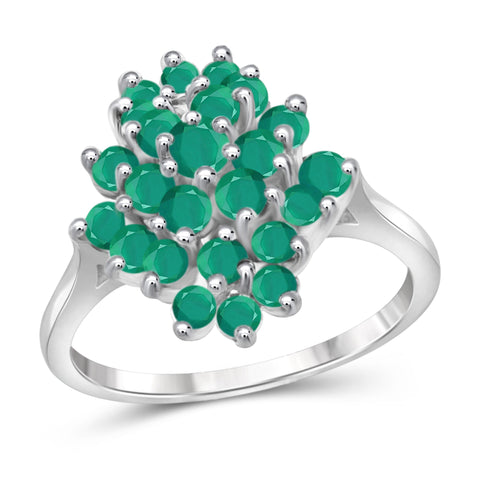 JewelonFire 1 3/4 Carat T.G.W. Emerald Sterling Silver Ring- Assorted Colors