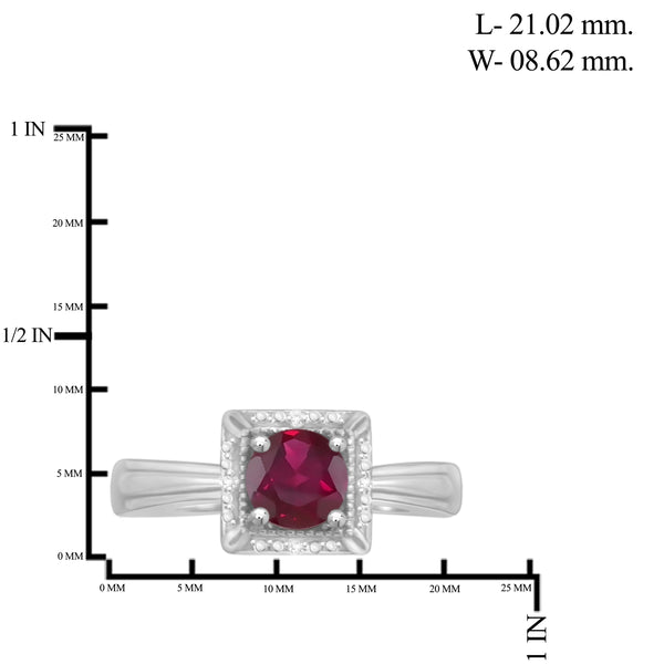 JewelonFire 1 1/5 Carat T.G.W. Ruby and White Diamond Accent Sterling Silver Ring - Assorted Colors