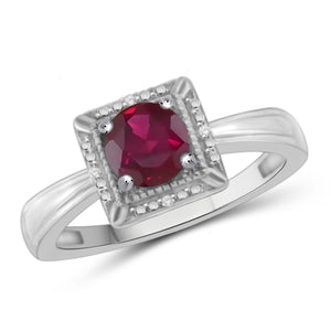JewelonFire 1 1/5 Carat T.G.W. Ruby and White Diamond Accent Sterling Silver Ring - Assorted Colors