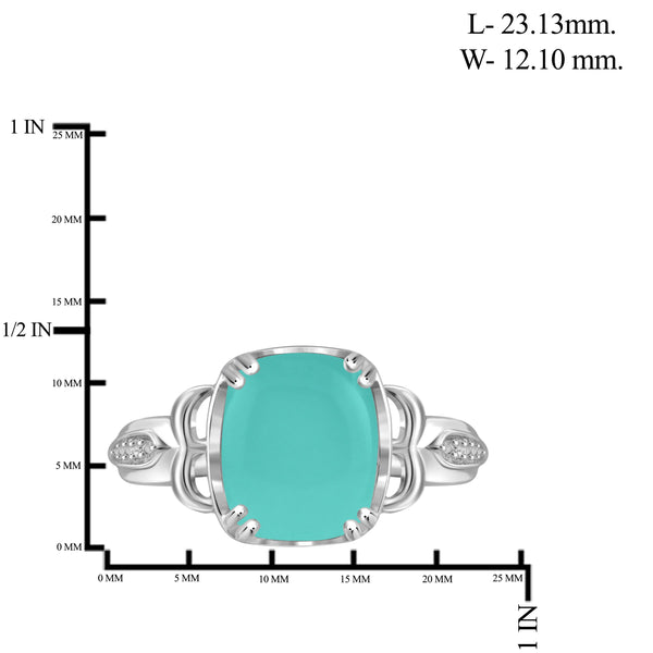 JewelonFire 5 Carat T.G.W. Chalcedony And White Diamond Accent Fashion Sterling Silver Fashion Ring