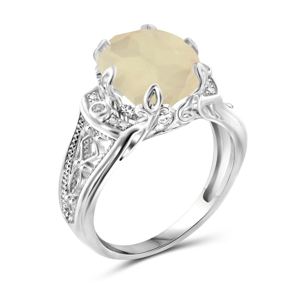 JewelonFire 4.25 Carat T.G.W. Moon and White Diamond Accent Sterling Silver Ring - Assorted Color