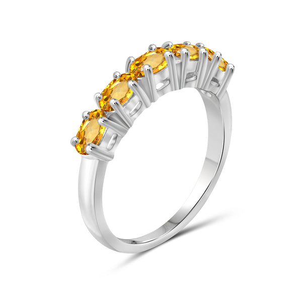 JewelonFire 1.00 Carat T.G.W. Citrine Sterling Silver Band - Assorted Colors