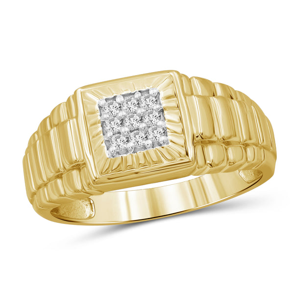 Jewelnova 1/7 Carat T.W. White Diamond 10k White Gold Men's Ring