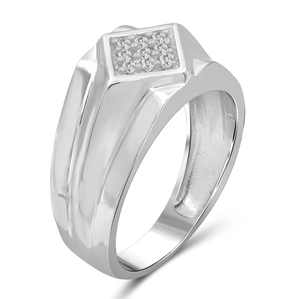Jewelnova 1/4 Carat T.W. White Diamond 10k White Gold Men's Ring