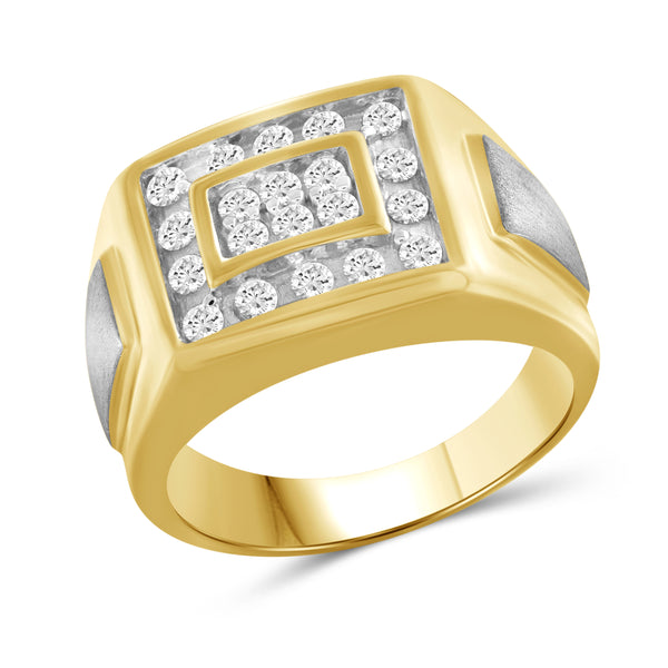 Jewelnova 1.00 Carat T.W. White Diamond 10k white Gold Men's Ring