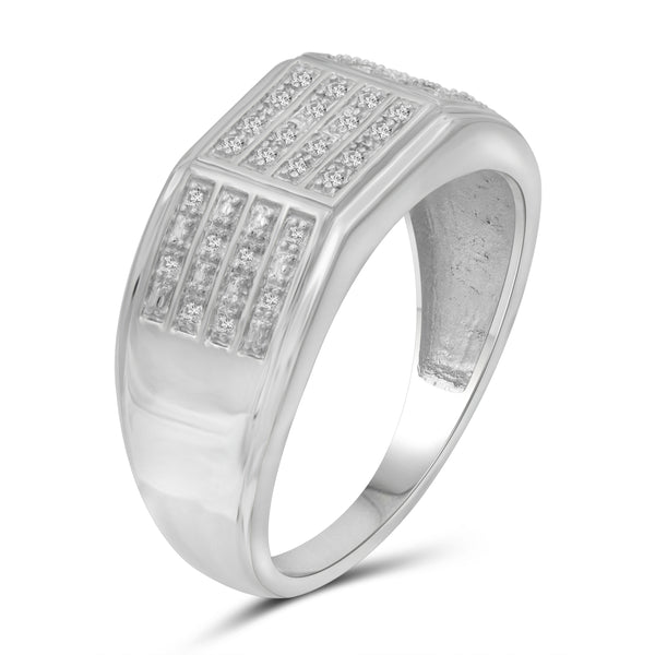 Jewelnova 1/10 Carat T.W. White Diamond 10k White Gold Men's Ring