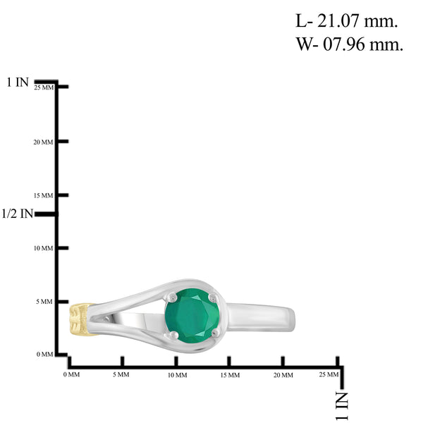 JewelonFire 0.50 Carat T.G.W. Emerald Two Tone Sterling Silver Ring