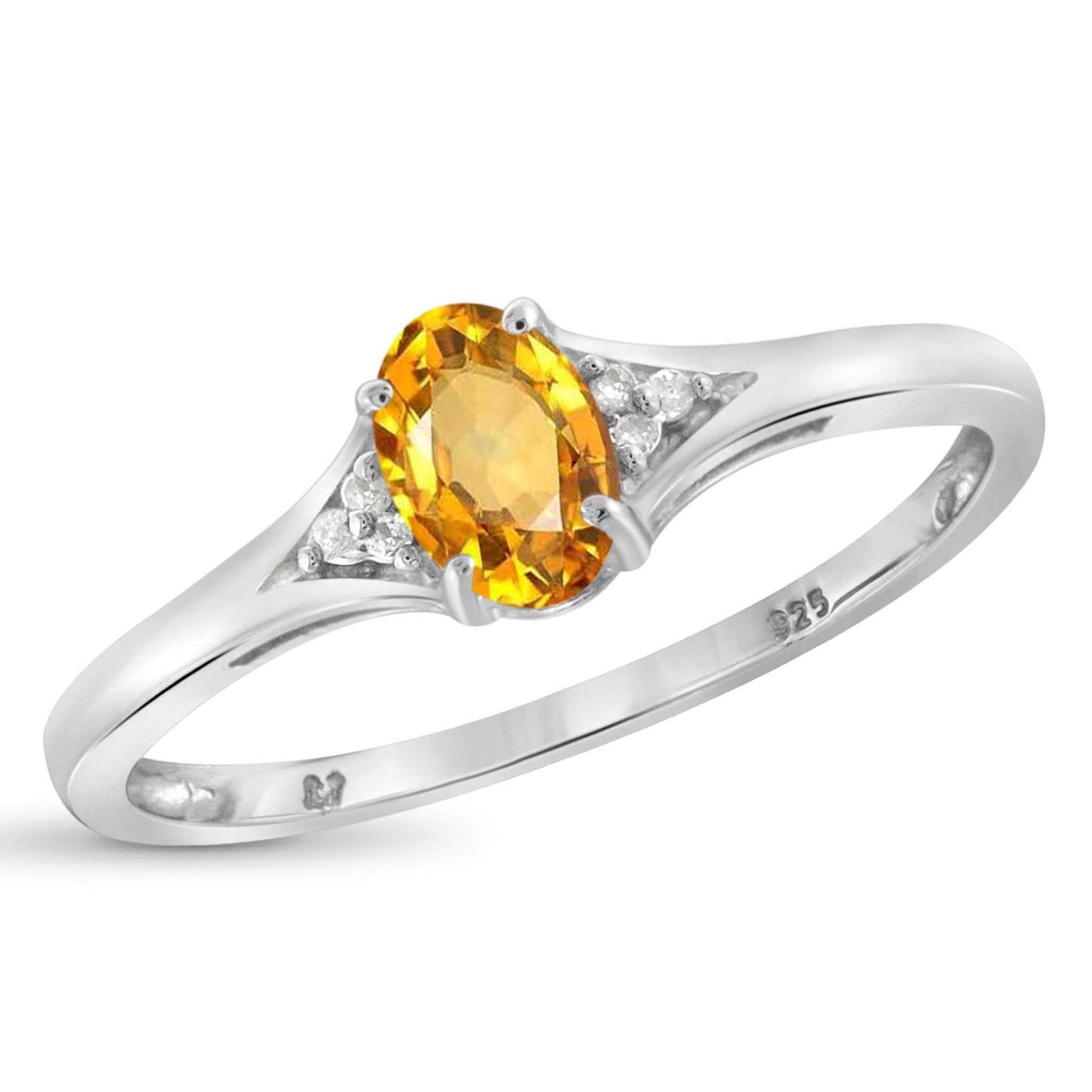 JewelonFire 1/2 Carat T.G.W. Citrine And White Diamond Accent Sterling Silver Ring - Assorted Colors