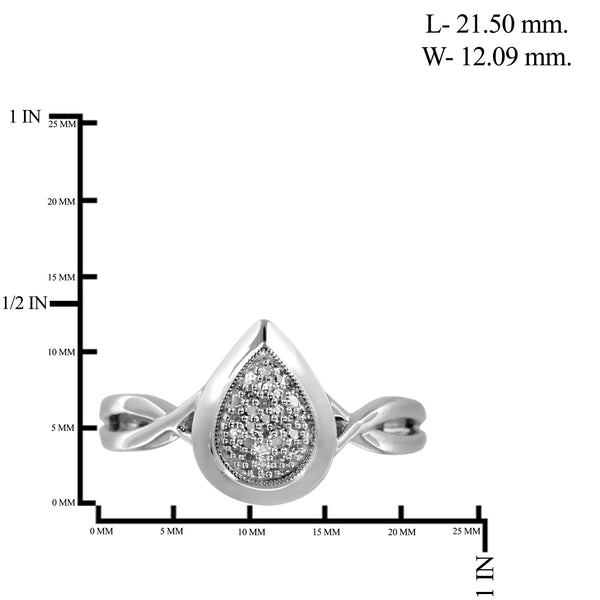 JewelonFire 1/7 Carat T.W. White Diamond Sterling Silver 3 Piece Pear Shape Jewelry set - Assorted Colors