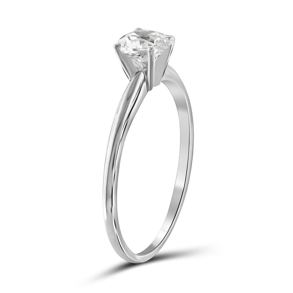 White Cubic Zirconia (AAA) Sterling Silver Solitaire Ring